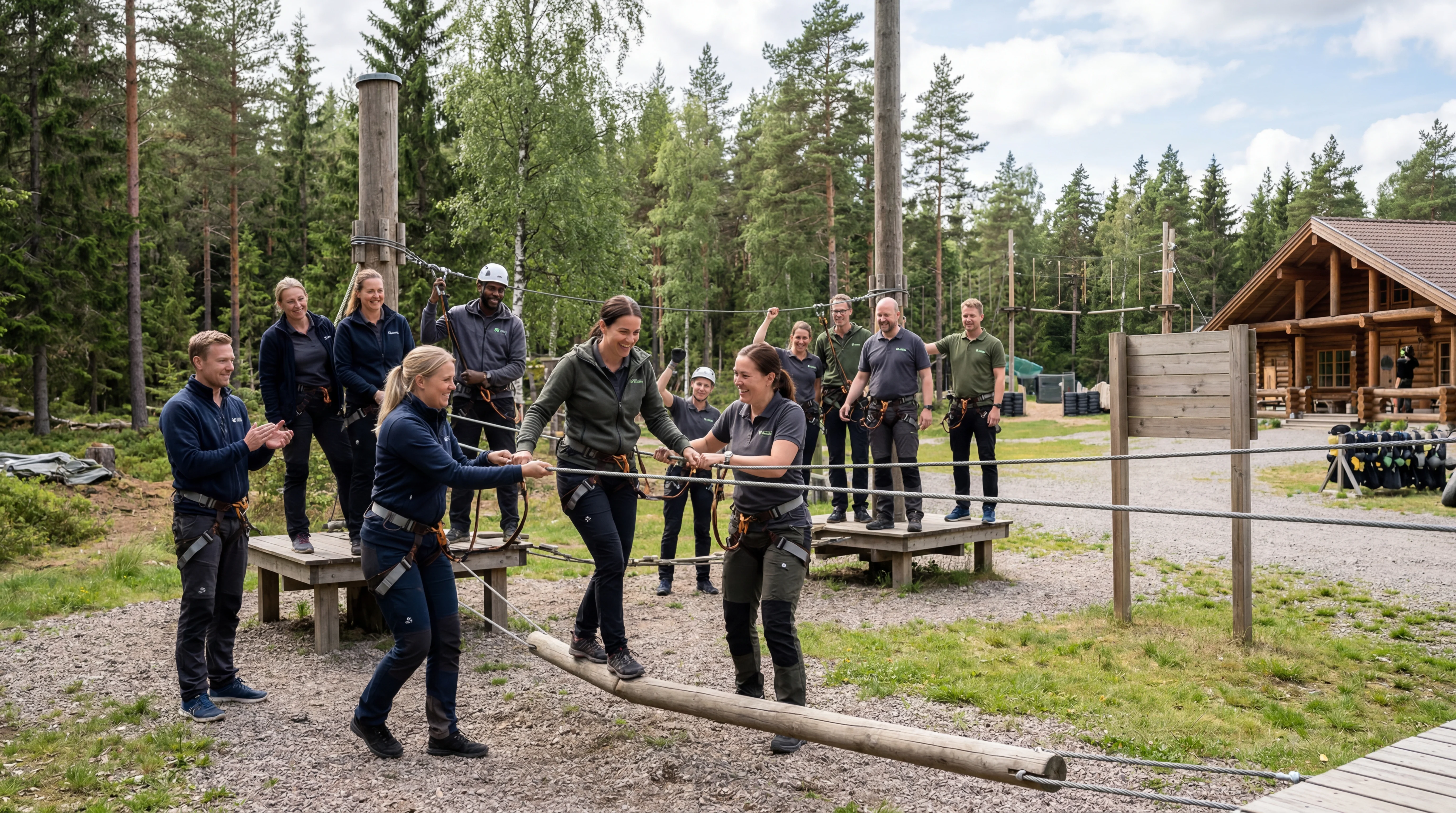 Företagsevent utomhus med flera aktiviteter och deltagare i Stockholm