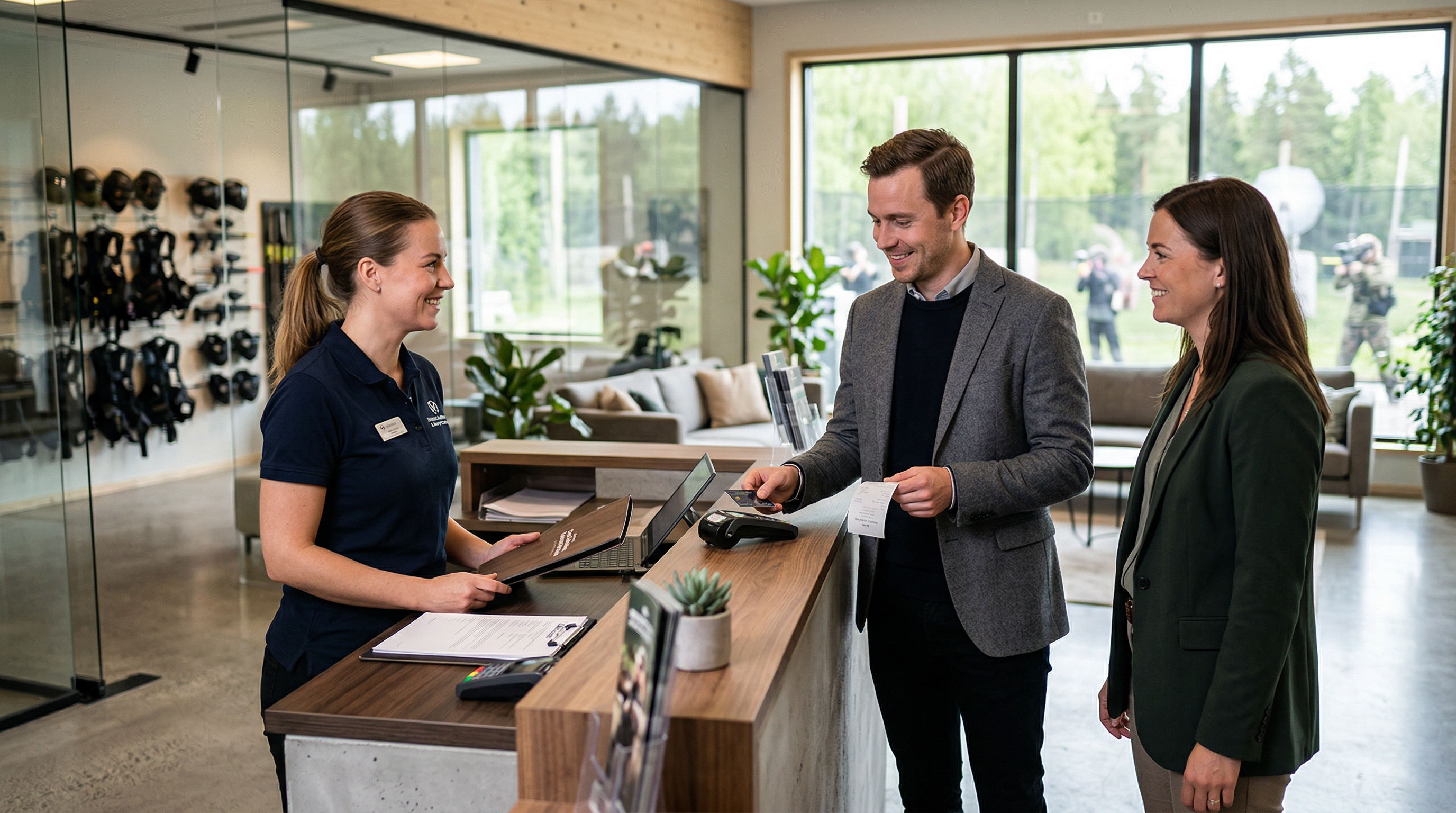 Glada deltagare som testar olika aktiviteter som ingår i paketen