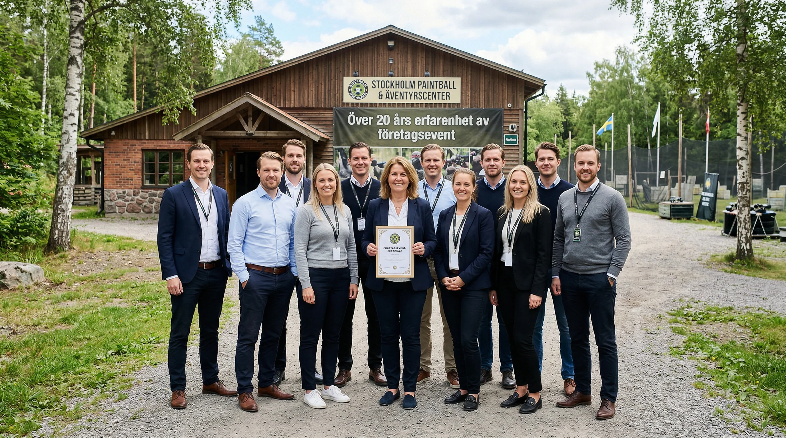 Stockholm Paintball & Äventyrscenter anläggning med aktiviteter utomhus